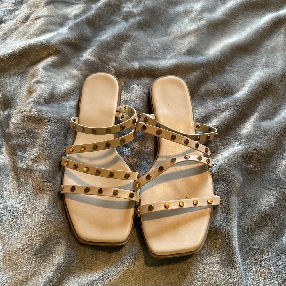 Elegant Studded Tan Sandals
